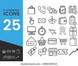 E-Commerce line web icon set. Outline icons collection. Vector illustration