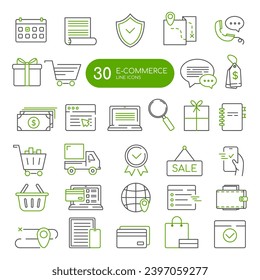 E-Commerce line web icon set. Editable Stroke. Pixel Perfect. Shopping. Online shopping thin line icons.