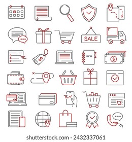 E-Commerce line web icon set. Editable Stroke. Pixel Perfect. Shopping. Online shopping thin line icons.