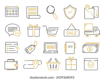 E-Commerce line web icon set. Editable Stroke. Pixel Perfect. Shopping. Online shopping thin line icons.