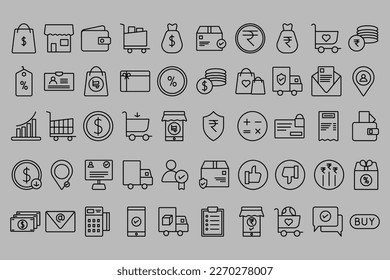 e-commerce lineal icon set vector