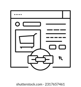 e-commerce link building line icon vector. e-commerce link building sign. isolated contour symbol black illustration