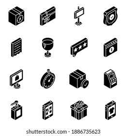 
Ecommerce And Logistic Solid Isometric Icons Pack 