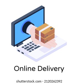 Logística de Ecommerce en icono de moda isométrica 


