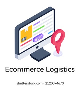 Ecommerce logistics in isometric trendy icon 

