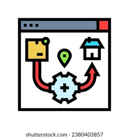 E-Commerce Logistik Logistik Manager Farbsymbol Vektorgrafik. Logistikmanager für E-Commerce. einzelne Symbolillustration