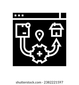 ecommerce logística logística gestor de logística glifh vector icono. signo del gestor de logística de ecommerce. ilustración de símbolo aislado