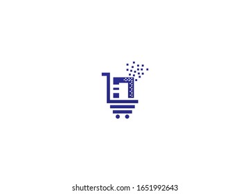 E-commerce logo. Abstract shopping logo. Online shop logo with white background.