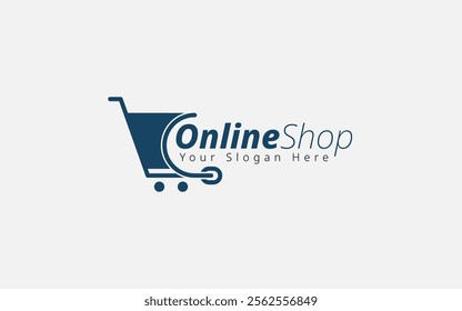 E-Commerce Logo Design. Digital Cart Icon Vector. Concept for Shopping Cart, Arrow Cursor, Click Gesture