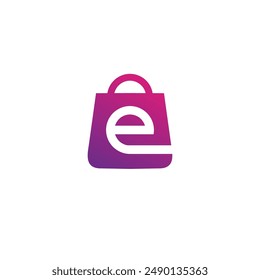 Ecommerce Logo Design. Online Shop Logo Template. Bag Letter E Logo