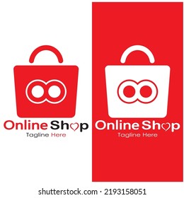 e-commerce logo shopping bag and online shopping cart and online shop logo design with modern concept
