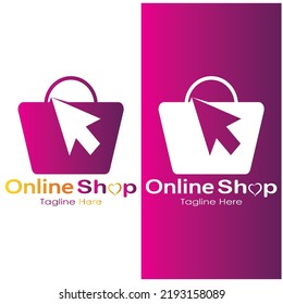 e-commerce logo shopping bag and online shopping cart and online shop logo design with modern concept