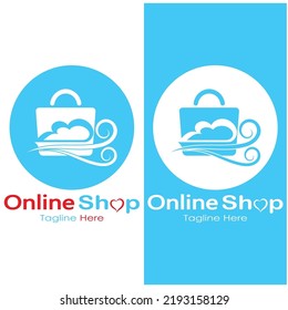 e-commerce logo shopping bag and online shopping cart and online shop logo design with modern concept