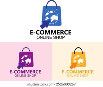 E-commerce logo vector design. Online shop logo design.	