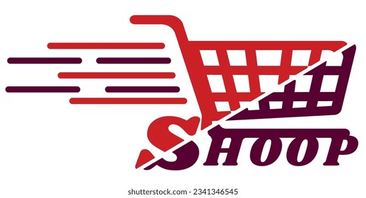 E-commerce logotype, Shooping website, Women's shopping website, fast shopping, E-store, website, application, template, business, company, online shop, shooping cart icon vector and logo.