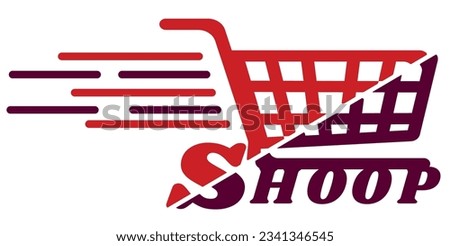 E-commerce logotype, Shooping website, Women's shopping website, fast shopping, E-store, website, application, template, business, company, online shop, shooping cart icon vector and logo.