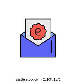 E-commerce mail, discount, letter color vector icon.