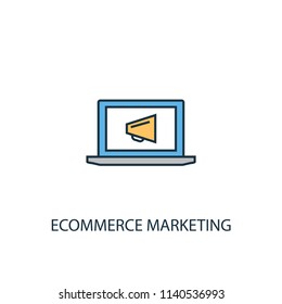 eCommerce marketing concept 2 colored line icon. Simple yellow and blue element illustration. eCommerce marketing concept outline symbol design from Ecommerce set