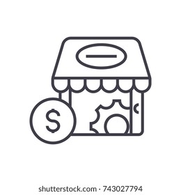 e-commerce marketing concept vector thin line icon, sign, symbol, illustration on isolated background