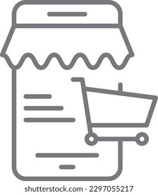 Ecommerce Marketing icon with black outline style. web, retail, cart, commerce, sale, website, market. Vector illustration
