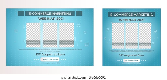 Ecommerce marketing live webinar banner invitation and social media post template. Business webinar invitation design. Vector EPS 10