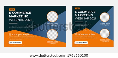 Ecommerce marketing live webinar banner invitation and social media post template. Business webinar invitation design. Vector EPS 10