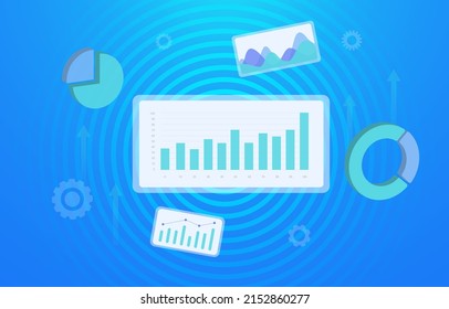 Ecommerce metrics, tracking and analytics, Data Marketing business concept. Digital media analytics technology. Advertising campaign data reports with graph and charts