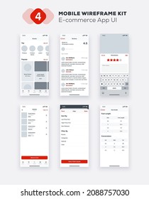 E-commerce mobile app design. UI, UX, GUI design elements. Business mobile interface template.