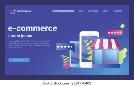 ecommerce mobile application concept for website template or landing homepage design , vector illustration