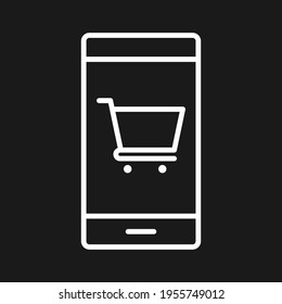 Ecommerce, mobile, online shopping, cart icon vector image. Can also be used for shopping and ecommerce. Suitable for use on web apps, mobile apps and print media.