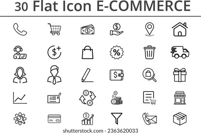 E-commerce modern thin line icon pack