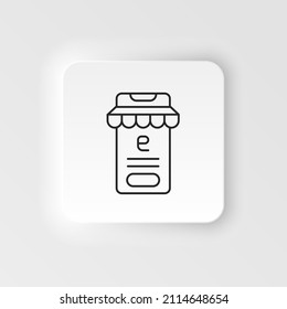 E-commerce neumorphic style vector icon smartphone, button, store outline vector icon