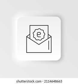 E-commerce neumorphic style vector icon mail, discount, letter outline vector icon