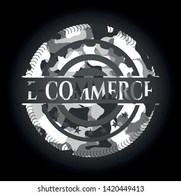 e-commerce on grey camouflaged texture