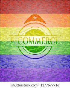 e-commerce on mosaic background with the colors of the LGBT flag