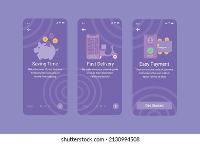 E-Commerce Onboarding Screens Free Vector