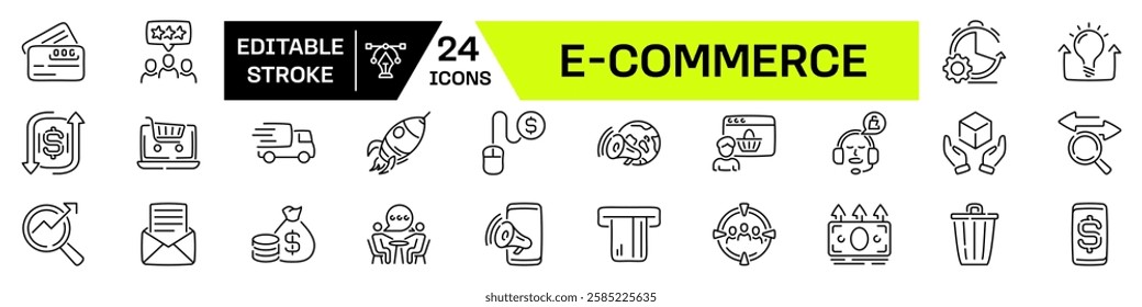 E-Commerce and online business Line icon set. Editable Stroke icon.