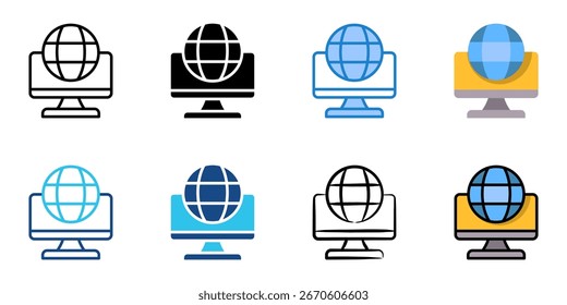 ícone de comércio eletrônico online definir ilustração de vetor de coleção de vários estilos 
