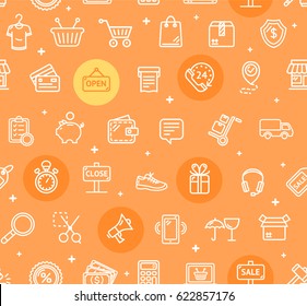 Ecommerce Online Service Pattern Background on a Orange Trendy Design for Business. Vector illustration