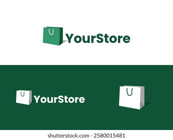 Ecommerce or online shop logo with paper bag image