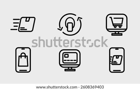 Ecommerce, online shop and marketing icon set - clean and modern ecommerce and online marketing icon.