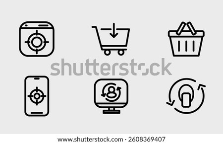 Ecommerce, online shop and marketing icon set - clean and modern ecommerce and online marketing icon.