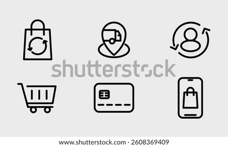 Ecommerce, online shop and marketing icon set - clean and modern ecommerce and online marketing icon.