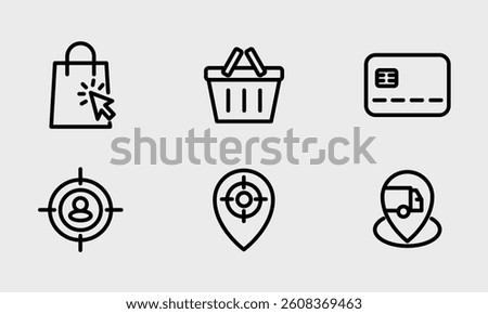 Ecommerce, online shop and marketing icon set - clean and modern ecommerce and online marketing icon.