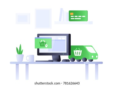 E-commerce. Online shopping and delivery concept.