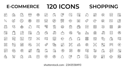 E-commerce, online shopping and delivery elements - minimal thin line web icon set. Outline icons collection. Simple vector illustration.