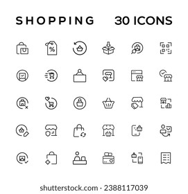 E-commerce, online shopping and delivery elements - minimal thin line web icon set. Outline icons collection. Simple vector illustration.