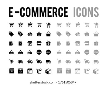 E-commerce online shopping and delivery vector icon collection - app and mobile web responsive	