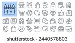 E-commerce and online shopping editable stroke outline icons set isolated on white background flat vector illustration. Pixel perfect. 64 x 64