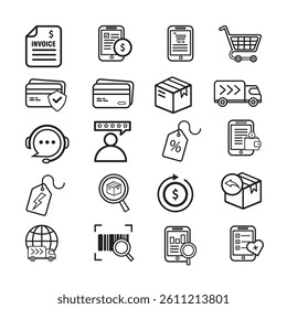 E-Commerce and Online Shopping Icon Bundle - Line Style Collection